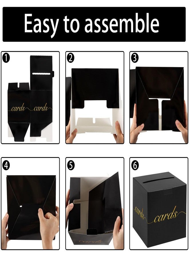 Adecortalk Black Wedding Card Box Gold Letter Gift Card Boxes Party Collection Receiving Box Holder for Party Wedding Reception Birthday Baby Shower Graduation Raffle Decorations - Image 3